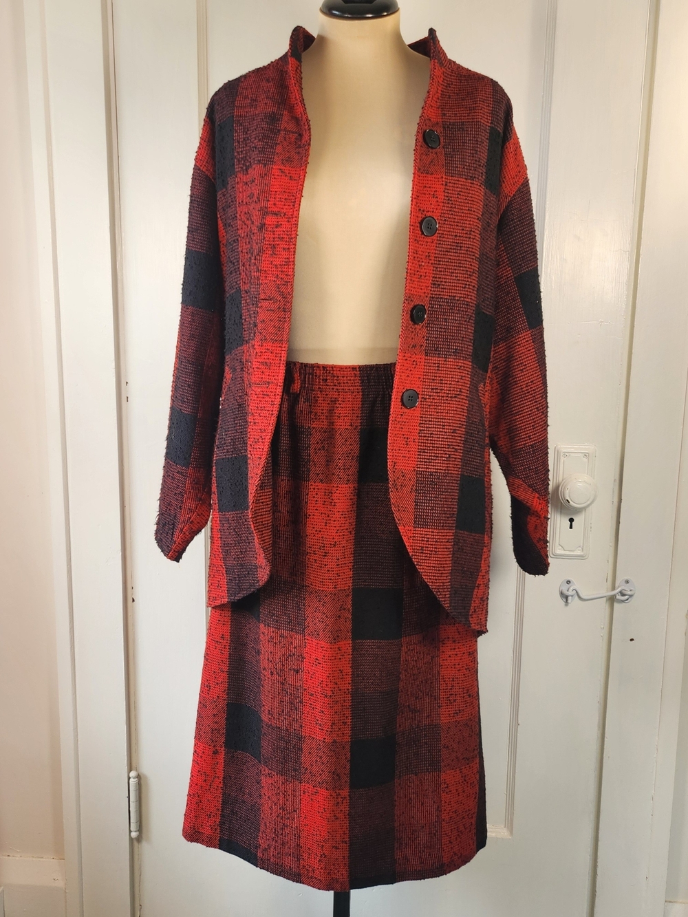 Vintage Grunge Punk Plaid S/M Oversized Skirt Jacket Blazer Set - Picture 4 of 9